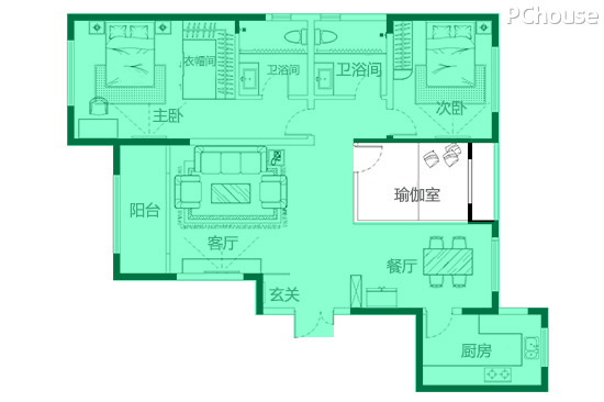 私人瑜伽室搬进家 打造103平现代半岛·bob官方网站美式三居室(图6)